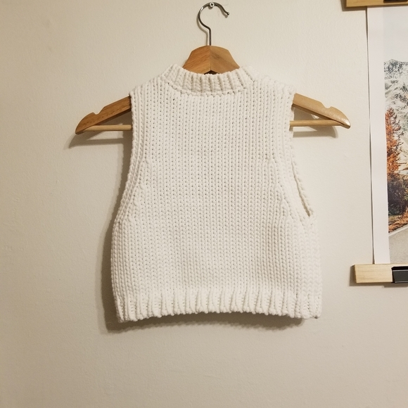 Zara knit crop top / sweater vest - white - Picture 4 of 6